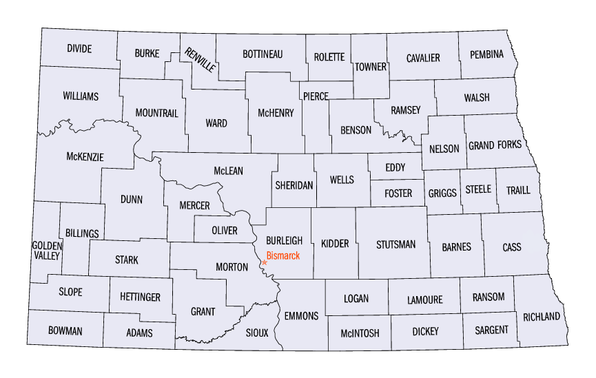 North Dakota map