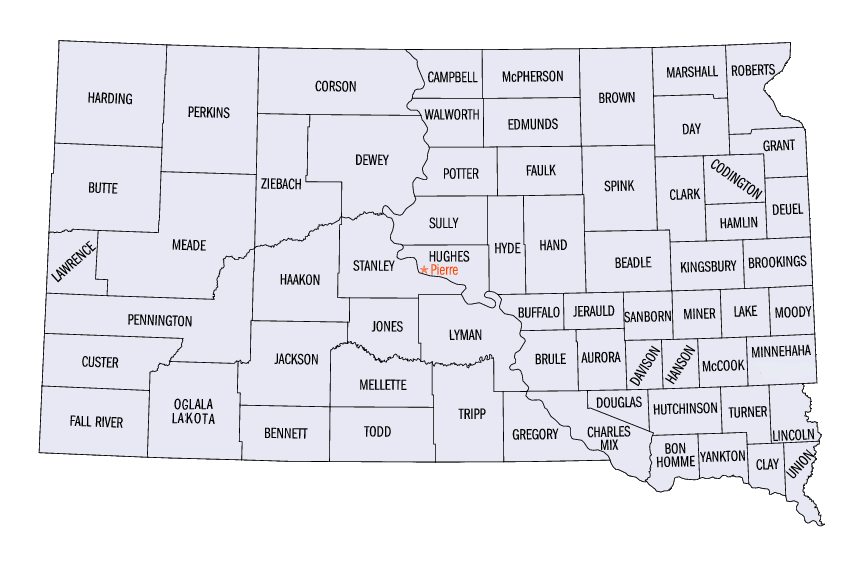 South Dakota map